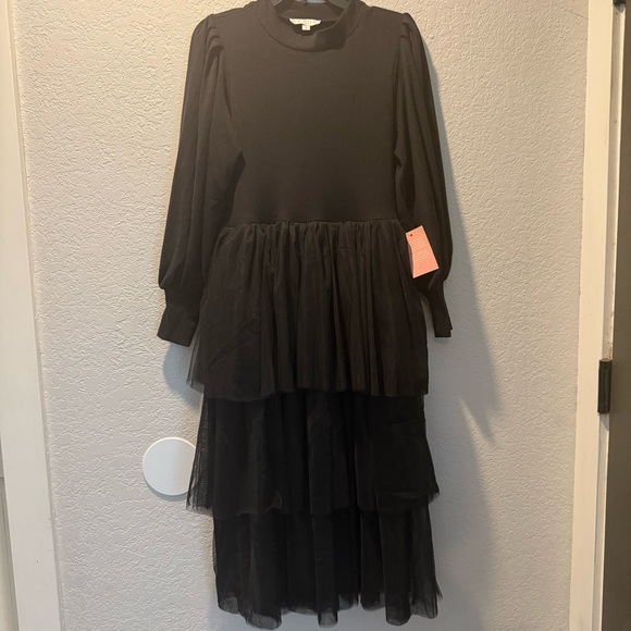 Ivy City Co Black Cosette Midi Tulle Dress Size‎ S - Picture 3 of 7